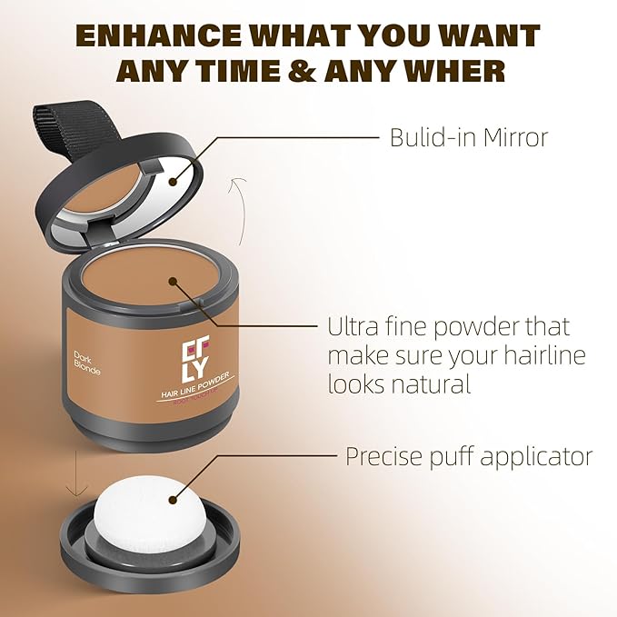Root Touch Up Hair Color Powder For Concealing Hair Loss and Thinning, Gray Hair Shadow Root Cover Up Hairline Powder For Women Men Eyebrows, Beard Line (Dark Blonde, 0.35 Ounce)
