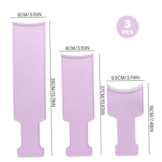 3PCS Hair Highlighting Kit, Plastic Board with Arc Comb Teeth, Easy to Use Widened Hair Dye Kit for Sectioning