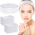 WILLBOND 200 Pieces Disposable Spa Facial Headbands Stretch Non Woven Facial Headband Skin Care Hair Band with Soft Convenient Closure for Women Salons(White)