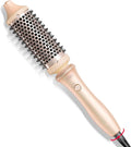 TYMO Thermal Brush Curling Brush - STYLUX 1.7 Inch Blowout Volumizer with Flexi-Fit for Hair Straightening, Heated Round Styler Tool, Hair Straightener and Curler 2 in 1, Dual Voltage, Pink