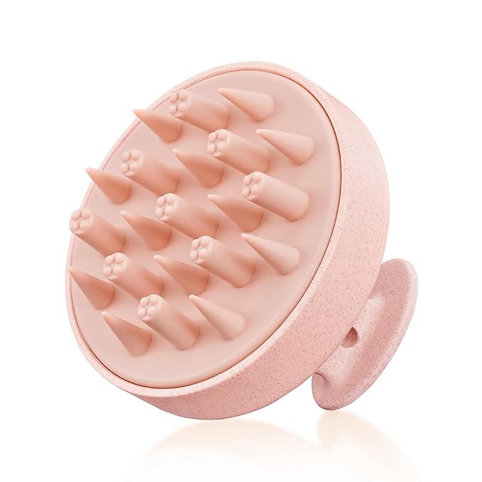 HEETA Hair Scalp Massager for Hair Growth, Shampoo Brush, Scalp Scrubber Exfoliator with Soft Silicone Bristles for Dandruff Removal to Relieve Stress, Wet Dry Use Updated Material, Pink