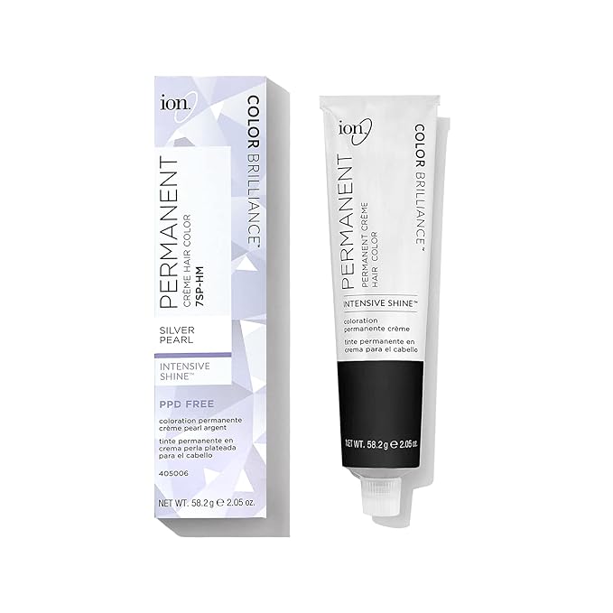 ion Permanent Creme Hair Color 7SPHM Silver Pearl, Vegan, Cruelty Free, PPD Free, 100% Gray Coverage, LongLasting, FadeResistant Color, 2.05 oz