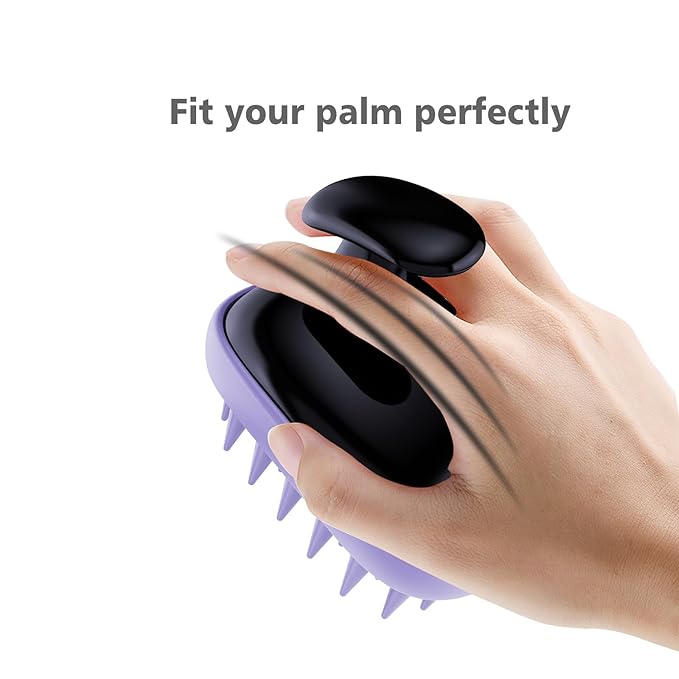 2-in-1 Scalp Massager Shampoo Brush,Scalp Scrubber, Exfoliator Brush for Removing Dandruff & Hair Growth,Detangling Scrubber for Wet or Dry Hair (Black Purple)