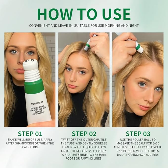 Hair Growth Serum, Orrenaturals Hair Revival Ampoule 3% Rosemary Hair Growth Serum Roll On 30ml Scalpy Hair Growth Oil for Hair Loss&Thinning