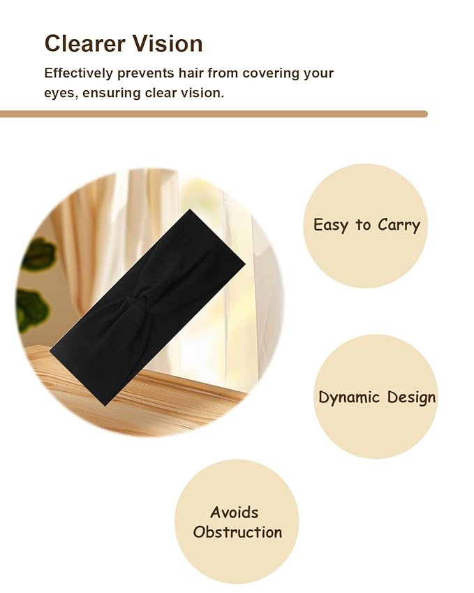 10 Pcs Wide Absorbent Sport Headbands for Women, Non-slip, Stretchy, Soft Cotton Twist Knotted Hair Bands for Daily Workout Yoga Running Sports, BC