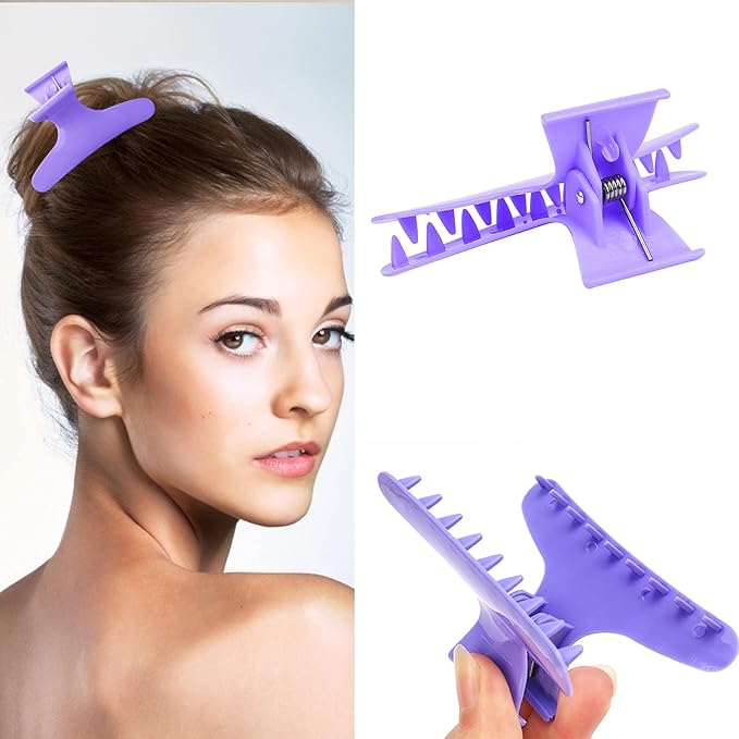 Ondder 12 Pack Purple Butterfly Hair Clamps Clips Hair Claw Clips Salon Pro Section Clip for Styling, Sectioning, Cutting, Coloring Hair Clips Hairdressing Salon Tool Hair Accessories for Women Girls