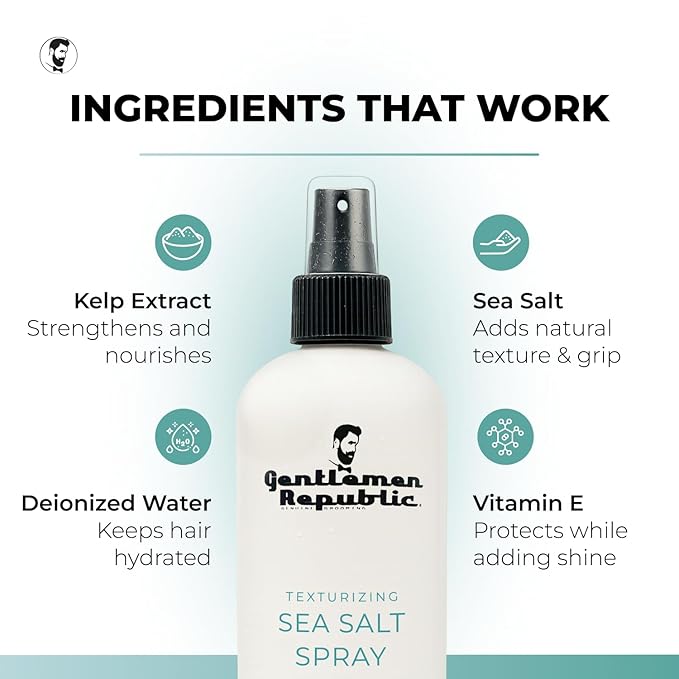 Gentlemen Republic Sea Salt Spray for Men & Women – Hair Texturizing Spray with Dead Sea Salt, Vitamin E & Kelp – Adds Volume & Texture – Lightweight Texturizing for Hair Men – 8 oz