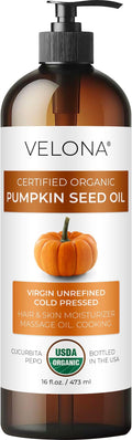 velona Pumpkin Seed Oil USDA Certified Organic - 16 Fl Oz | 100% Pure and Natural Carrier Oil | Unrefined, Cold Pressed | Cooking, Face, Hair, Body & Skin Care | Use Today - Enjoy Result