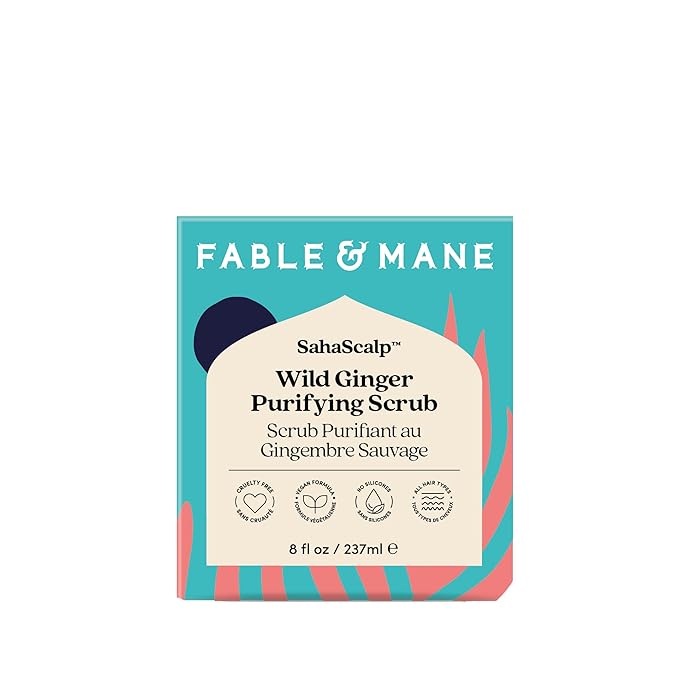 Fable & Mane Wild Ginger Purifying Scrub, For a Flaky, Itchy or Dry Scalp. Gentle Exfoliating Cleansing Detox Treatment