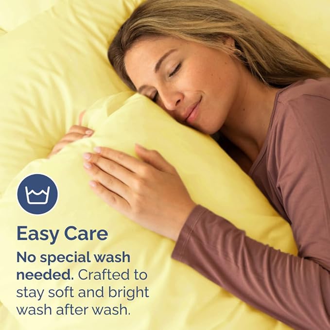 Queen Pillow Cases Set of 2 - Ultra Soft Hotel Quality Pillowcase Covers - Comfy, Cozy & Wrinkle Free - Shrinkage, Stain and Fade Resistant - Machine Washable Pillow Protectors - 2 Piece Set - Yellow