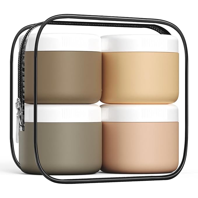 Travel Containers for Toiletries, Silicone Cream Jars BPA-Free, Leak-proof 3oz Travel Size Containers, Portable Size Silicone Jars with Lid for Cosmetic Face Hand Body Cream (4 Pack)