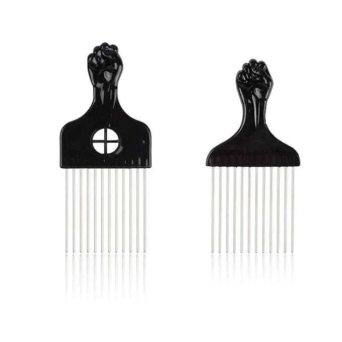 5 Pcs Afro Comb Metal African American Pick Comb Hairdressing Styling Tool Hair Pick for Hair Styling black