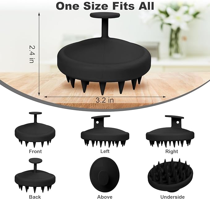 Silicone Scalp Massager, Scalp Scrubber for Hair Growth with Soft Bristles, Scalp Exfoliator Brush Dandruff Removal Shampoo Brush for Wet Dry Scalp Care (Black)