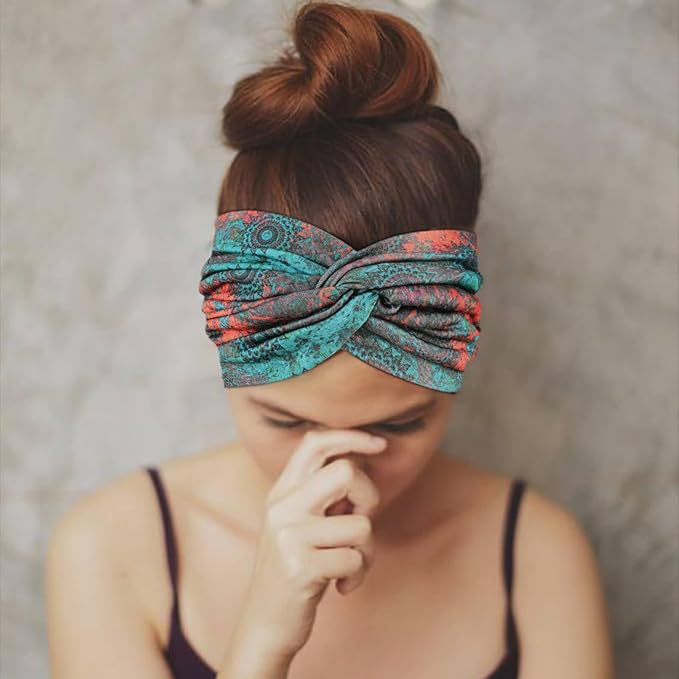 Extra Wide Headbands for Women Large Turban Headband Non Slip Boho Elastic Hairband Hair Twisted Knot Head Bands Accessories