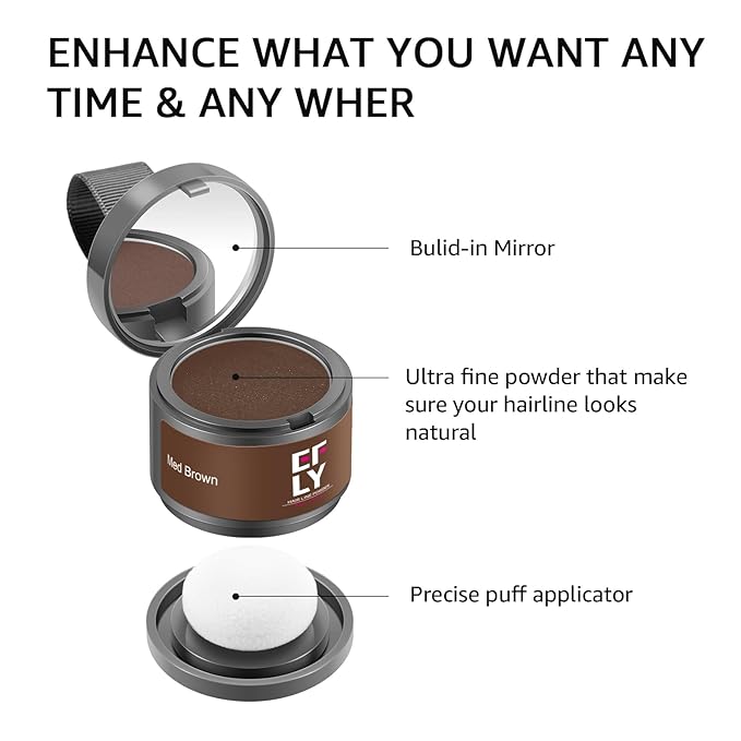 Root Touch Up Hair Color For Concealing Hair Loss and Thinning, Gray Hair Shadow Root Cover Up Hairline Powder For Women Men Eyebrows, Beard Line (Med Brown)