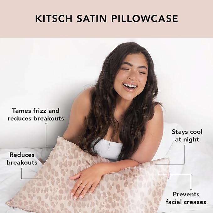 Kitsch Satin Pillowcase, Softer Than Silk Pillow Cases King, Cooling Pillow Covers, Satin Pillowcase with Zipper for Hair, Skin & Quality Sleep, Wrinkle-Free & Smooth, King Size 19"x36", Leopard