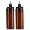Segbeauty 16.9oz Amber Squeeze Bottles, 2Pcs 500ml Refillable Hair Dye Colored Applicator Bottle with Angled Tip, PET Twist-On Top Tip Plastic Empty Dyeing Tool for Hair Color Perm Oil Salon