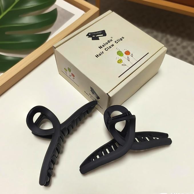 5 Inch Hair Claw Clips Extra Large No Slip Big Matte Jaw Butterfly Clip for Thin Fine Thick Hair Women, 2 Pack Black