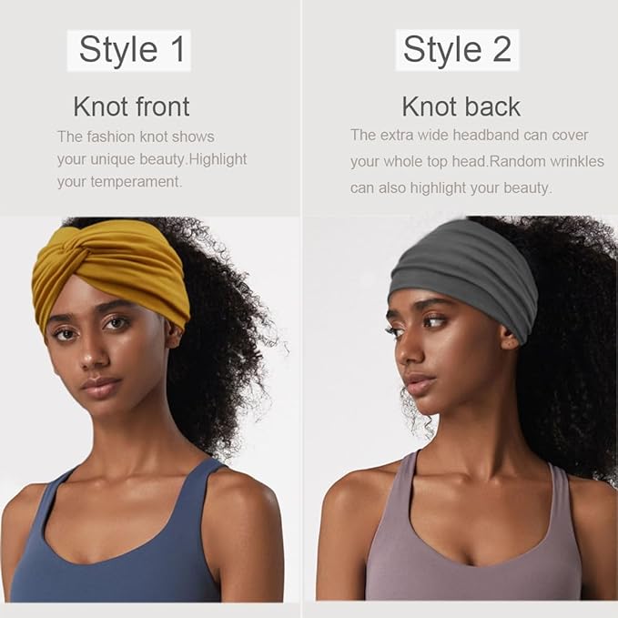 Extra Wide Headbands For Women 7'' Large Headband Twist Head Bands Women's Hair Band Stretchy Turban Styling Accessories 8 Pack