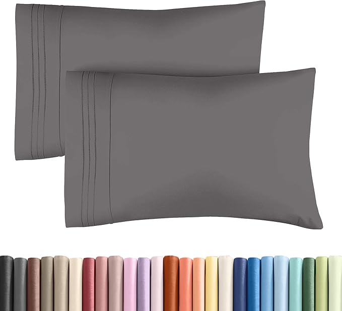 King Pillow Cases Set of 2 - Ultra Soft Hotel Quality Pillowcase Covers - Comfy, Cozy & Wrinkle Free - Shrinkage, Stain & Fade Resistant - Machine Washable Pillow Protectors - 2 Piece Set - Dark Grey