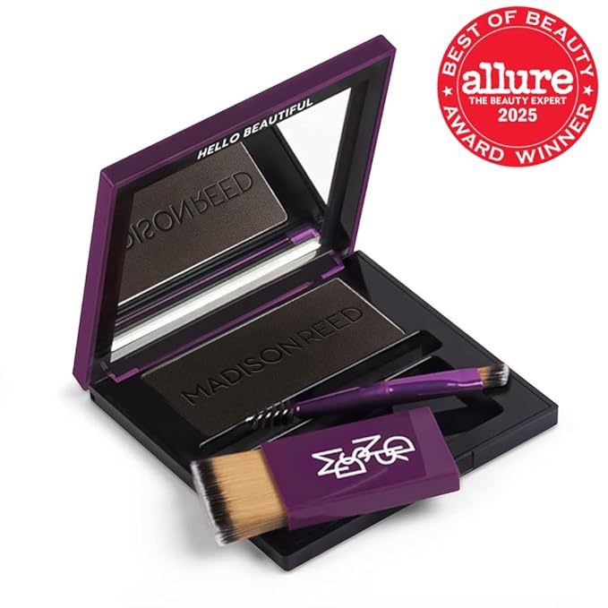 Madison Reed Root Touch Up + Brow Filler, Legno Black, Instant Gray Coverage, Fills in Brows & Thinning Hairlines, Temporary Concealing Powder, 0.13 oz (60 uses)