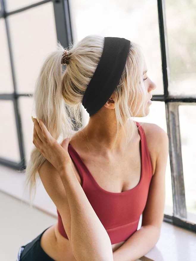 DRESHOW 8 Pack Sports Headbands for Women Non-Slip Stretchy Fashion HairBand Curly Hair Headband Soft Hair Accessories for Daily Wear Workout Yoga Running