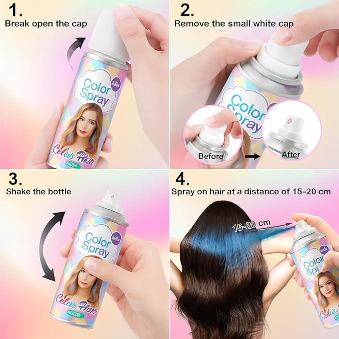 Pink Temporary Hair Color Spray for Adult & Teens Kids, 1-Day Washable Hair Spray, Fun Bright Shade for Cosplay, Halloween, DIY Hair Looks, Festivals & Parties