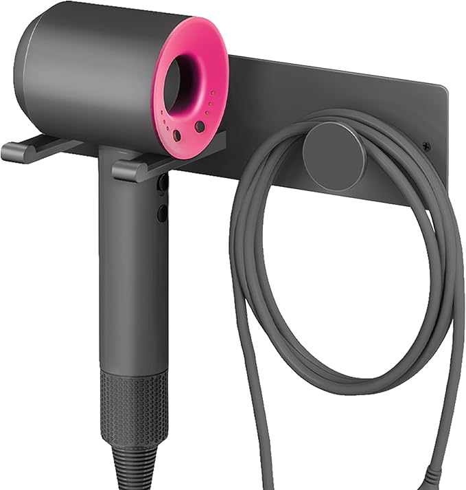 Self Adhesive Hair Dryer Holder Wall Mounted-Bathroom Hair Blow Dryer Rack Organizer Compatible with Supersonic Hair Dryers, Matte Black