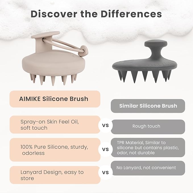 AIMIKE Scalp Massager Shampoo Brush, Soft Silicone Hair Scrubber for Washing Hair, Dandruff Removal & Scalp Scrubber Hair Growth Stimulator, Scalp Brush/Exfoliator Brush On Dry & Wet Scalp