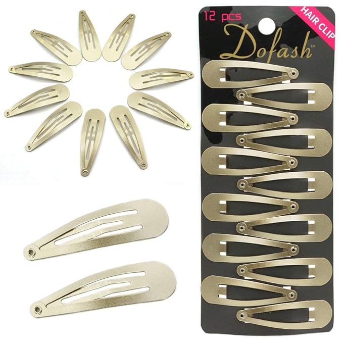 Dofash 12PCS Snap Hair Clips For Women-Non Slip & Metal Hair Barrettes, 5cm 2'' Small Clips For Thin & Fine Hair,Blonde