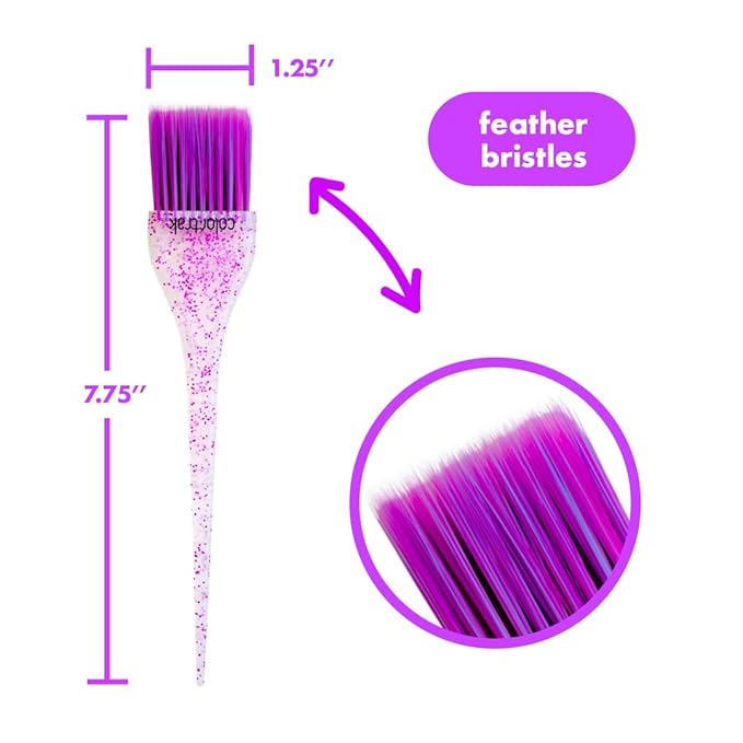 Colortrak 3 Pack Mini Glitter Trio Brush & Bowl Set, Small Brushes with Colorful Feather Bristles, Stackable Color Bowls with Non-Slip Rubber Rings, Easy Handling, 3 Sets Total