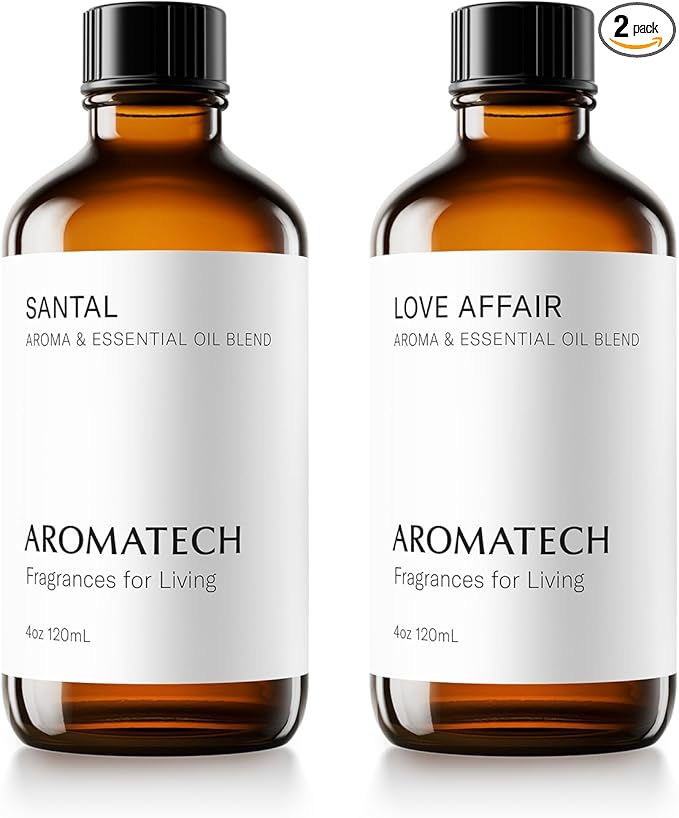 AromaTech Santal & Love Affair Set | Aroma Diffuser Essential Oils Blend of Santal Cardamom, Papyrus, Musk | Love Affair Jasmin, Saffron, Cedar, Ambergris - 120 Milliliter