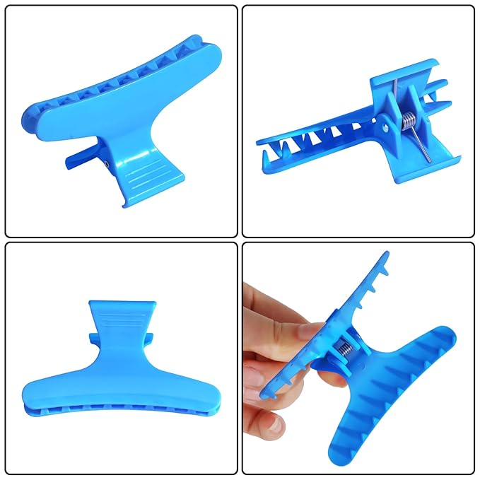 Ondder Blue Hot Pink Butterfly Hair Claw Clips for Styling, Sectioning, Makeup, Pro Hair Clamp Clips for Women, Girls