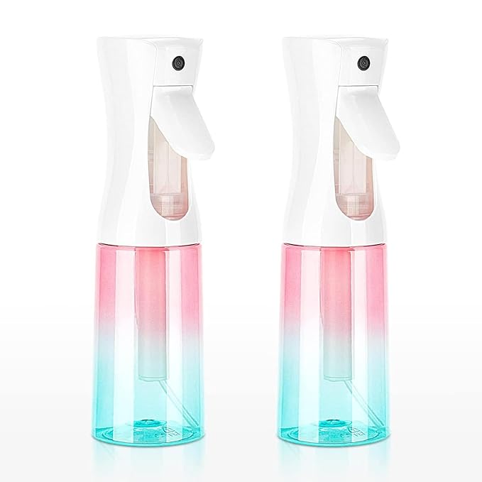 Spray Bottle for Hair (6.8OZ /200ML) Continuous Ultra Fine Mist Sprayer for Hair, Salons, Barber, Plants, Skin Care, Cleaning 2 Pack GRADIENT PINK BLUE