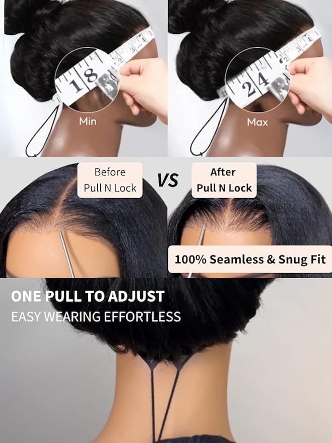Julia Hair Chestnut Brown Ombre Yaki Straight 7x5 Pre Cut HD Lace Put On and Go Wig Bye Bye Knots Glueless Human Hair Wigs with Invisi Drawstring Pre Plucked Bleached Knots Beginner Friendly 24 Inch