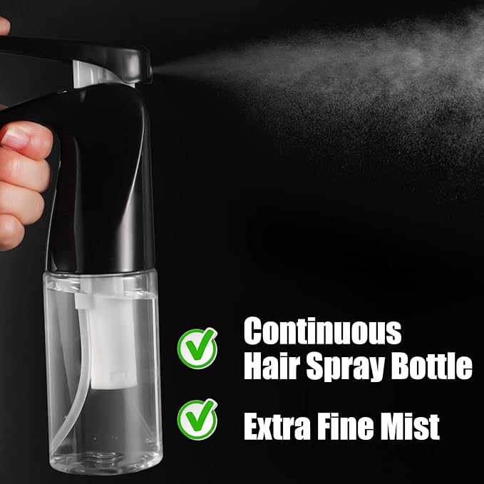 Pimoys 3 PCS Root Comb Applicator Bottle and Continuous Hair Spray Bottle, Hair Oil Applicator Hair Water Mister Oiling Applicator for Dye Hairstyling