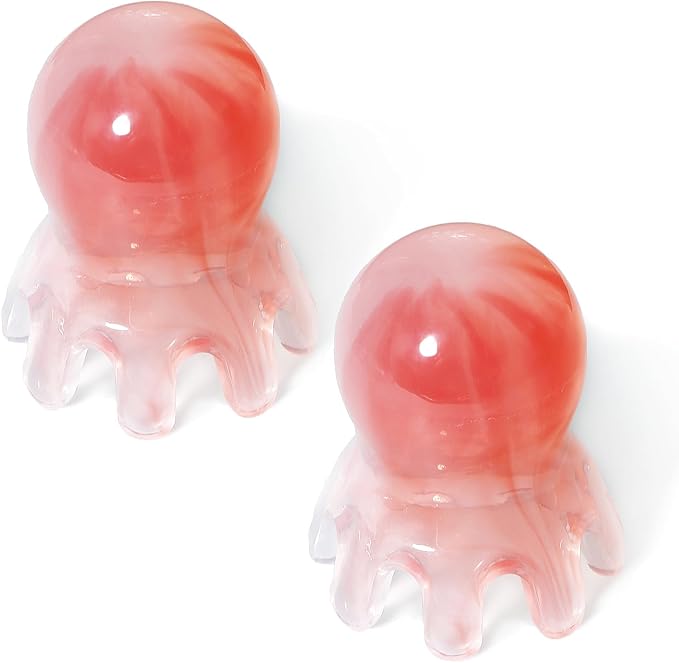 2 Pack Octopus Head Massager Comb Stress Relief Point Massage Comb Head Massage Tools Pink Acupressure Massager Scalp Massagers for Headaches Manual Acupressure Tool