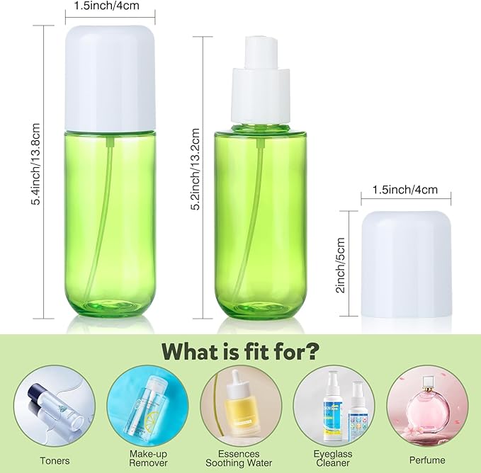 Small Spray Bottle Travel Size 3.4oz/100ml Plastic Mini Bottle Set - Fine Mist Mini Empty Spray Bottles - Refillable Spray Bottles for Cleaning Solutions, Perfume, Liquid Cosmetics