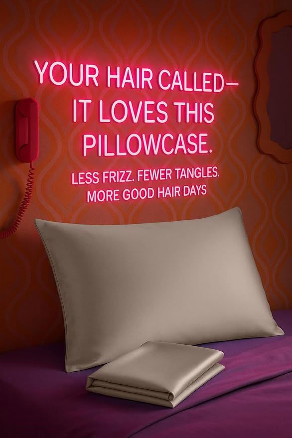 BLISSFORD Satin Pillowcase with Zipper, for Hair and Skin Care, Feels Soft and Cool Like a Silk Pillowcase, Satin Pillow Cases 2 Pack, Slik Pillow Cover, Pewter, Standard Size -Set of 2