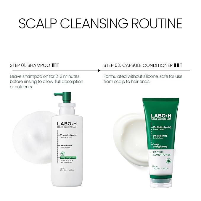 Scalp Strengthening Shampoo for Hair Growth & Anti-Loss | Vegan Ceramide Haircare Routine with Rosemary Oil, Biotin and Caffeine, Paraben Free, Korean, 13.5 Fl. oz.
