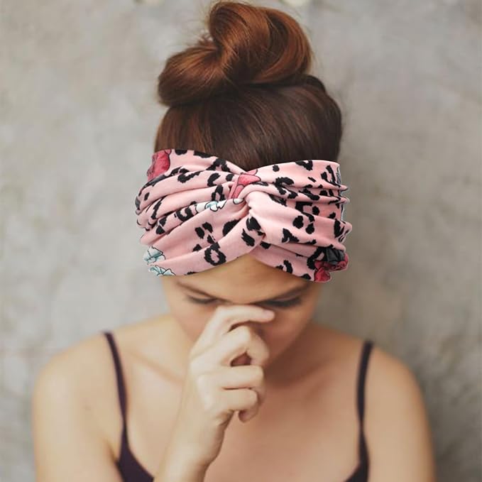 DRESHOW 4 Pack Turban Headbands for Women Wide Vintage Head Wraps Knotted Cute Hair Band Accessories