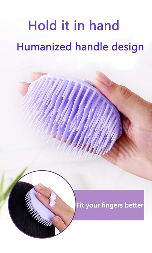 Hair Scalp Brush Dandruff Cleaning Brush Shower Scalp Shampoo Brush Scalp Massager Pack of 4 (Orange and Violet)