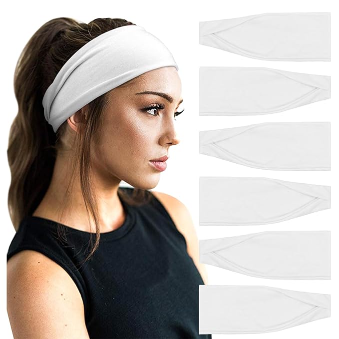DRESHOW Yoga Sports Headbands for Women Elastic Non-Slip Headbands Workout Running Hair Bands 6 Pack