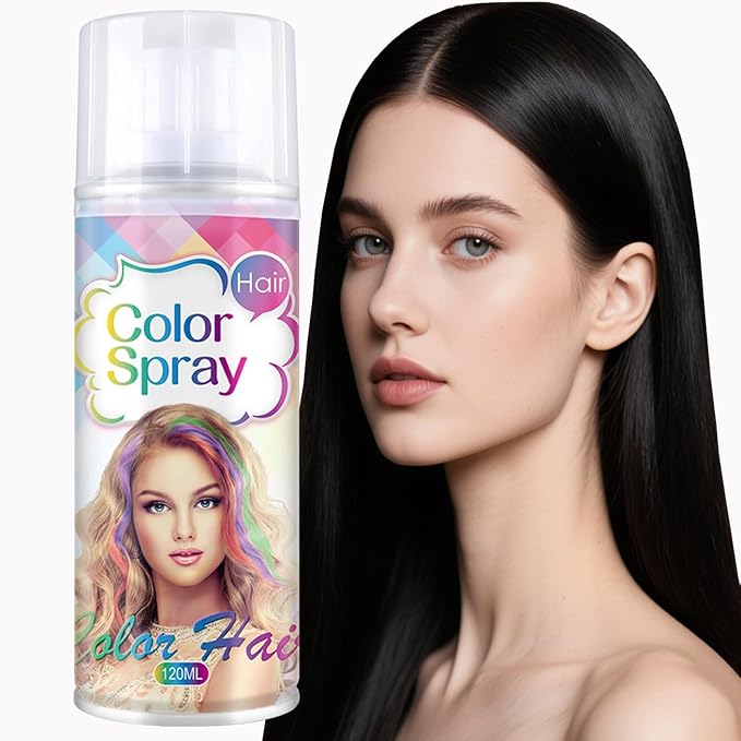 Temporary Hair Color Spray, Black Hair Dye Pomades for Kids and Women-Perfect for Cosplay, Christmas, and Halloween Parties, Natural Washable Quick-Drying, One-Time Use in one wash (Black, 120ml)