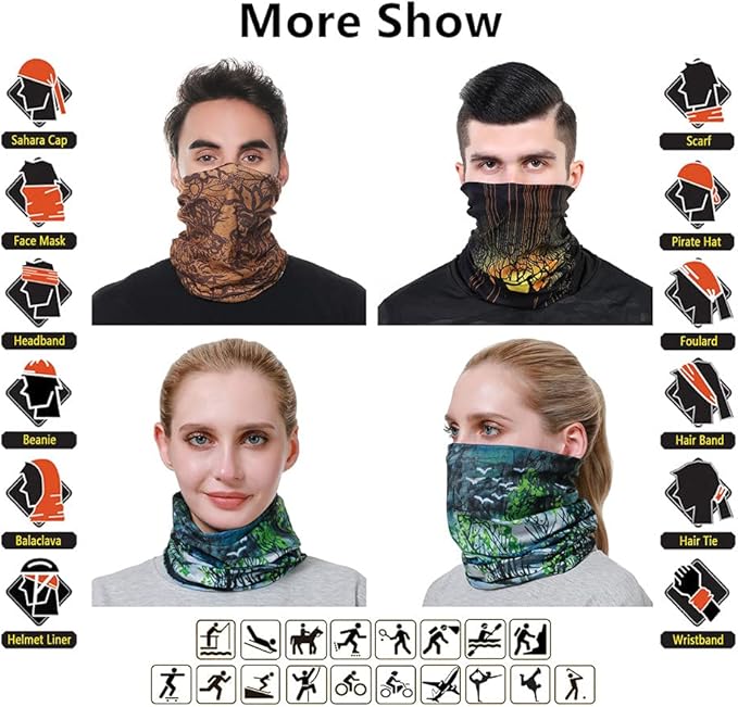 Headband Neck Gaiter Head Wrap Headwear Face Mask Magic Scarf Bandana for Men and Women