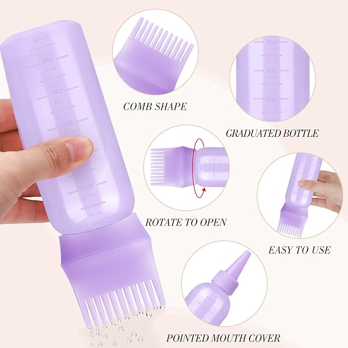 Pimoys Hair Oil Applicator Bottles Dye Brush for Women Scalp, Hair Color Products Things with Root Comb Hair Dye Tools, Purple