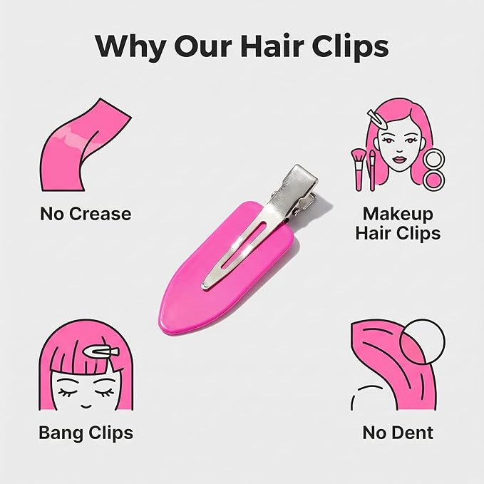 No Crease Hair Clips Makeup Pin Curl Clip Bulk 40Pcs Multicolor No Bend Dent Bang Creaseless Hair Clips for Makeup Application Bangs Hairpin Setting Pins Clip for Women Styling (Purple)