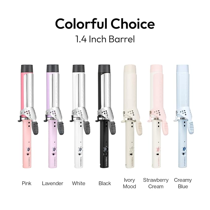 VODANA Professional GlamWave Ceramic Curling Iron, Long-Lasting Natural Curls, Instant Heat, Hair Curler, Curling Wand, Available in USA (1.6 inch, Pink)
