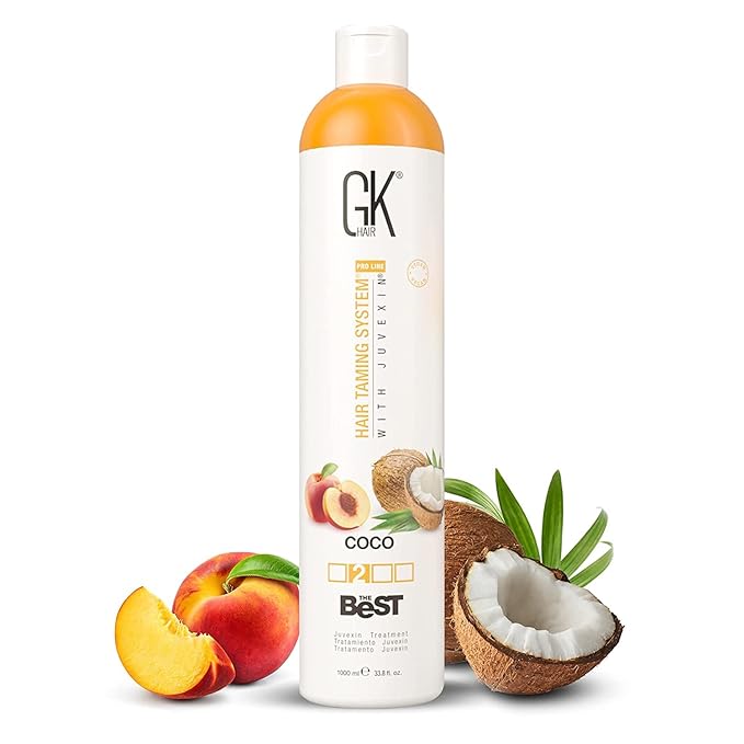 GK HAIR Global Keratin The Best COCO (33.8 Fl Oz/1000ml) Smoothing Keratin Hair Treatment - Professional Brazilian Complex Blowout Straightening For Silky Smooth & Frizz Free Hair