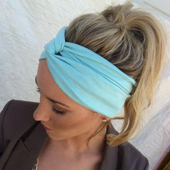 DRESHOW 8 Pack Headbands for Women Yoga Knotted Headbands Elastic Criss Cross Hair Accessories Sports Head Wrap Non Slip